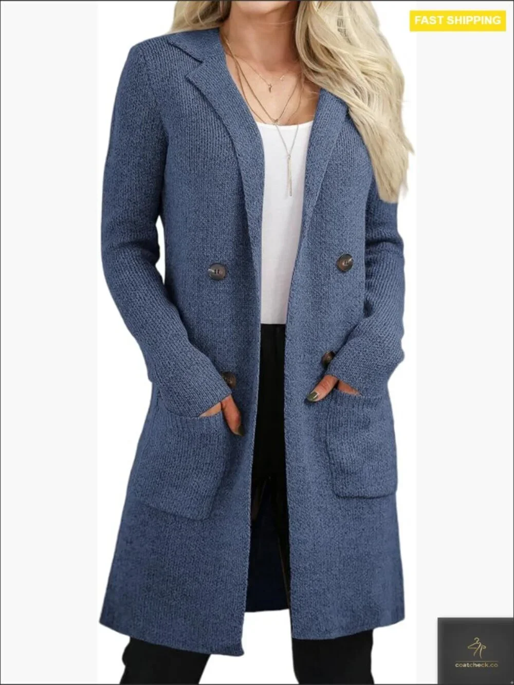 Open Front Long Cardigan Sweater Casual Knit Jacket Coatigan with Pockets
